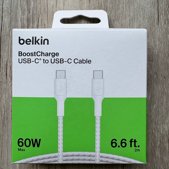 belkin Other - Belkin BoostCharge USB-C Braided Cable, 2M Length, White Cable